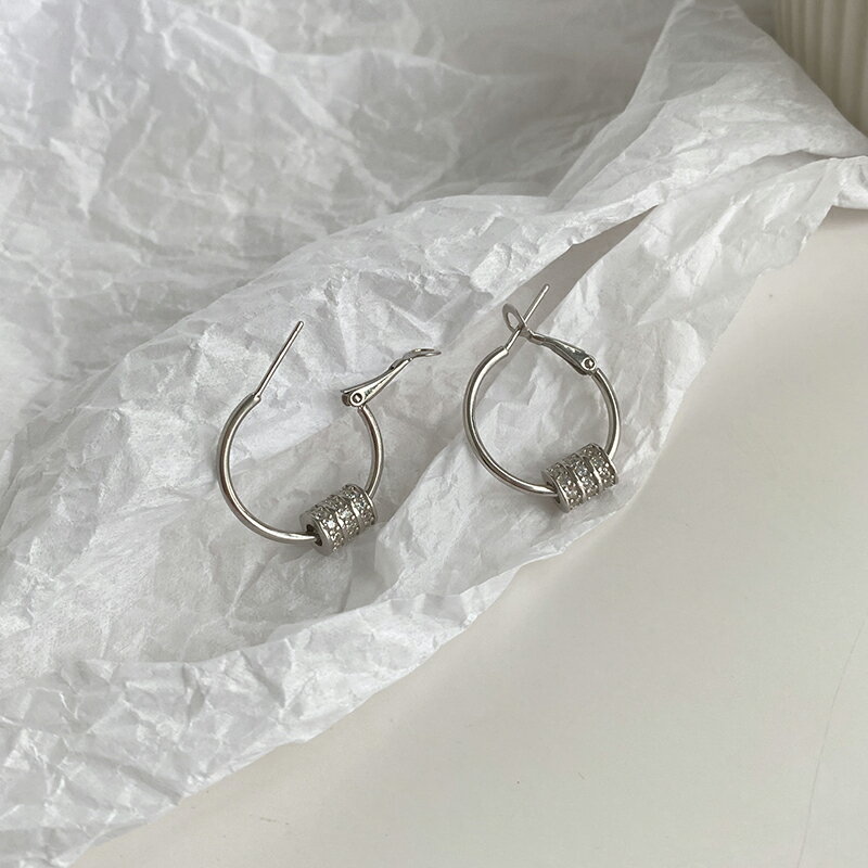 925純銀小蠻腰耳環女年新款潮個性耳圈時尚冷淡風高級感耳飾 1