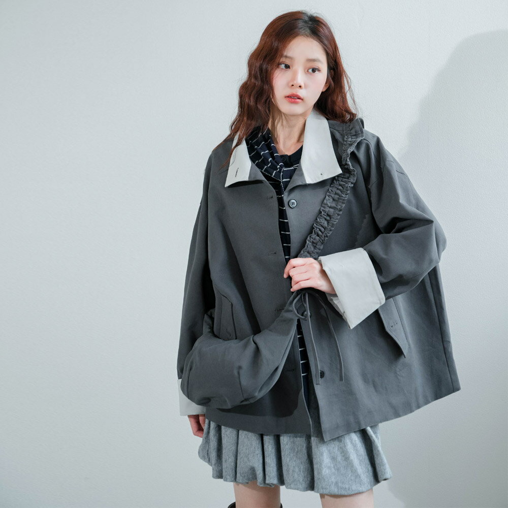 ★限時下殺$1790★MIUSTAR附雲朵包!撞色黑排釦風衣外套(共2色)0923預購【NR1944】