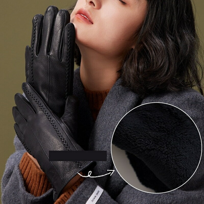 現貨+預購 羊皮手套觸控手套-保暖簡約防寒加厚女配件黑色74jw44【獨家進口】【米蘭精品】