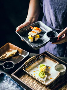 盤子 日式創意餃子盤陶瓷盤帶小碟菜盤子早餐盤西餐盤家用平盤餐廳餐具