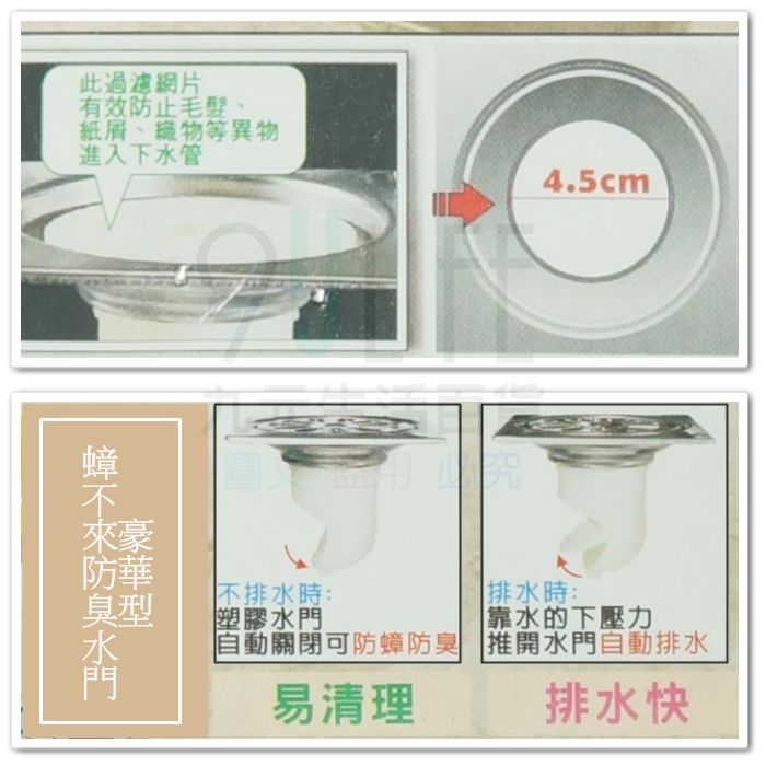 【九元生活百貨】蟑不來防臭水門/第二代 防蟑水門 排水孔 落水孔 落水頭 地漏 4