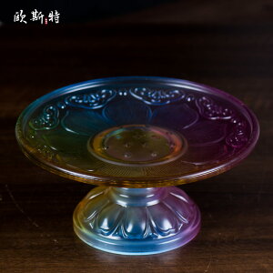 琉璃蓮花果盤 佛教用品供佛擺件客廳家居飾品佛前供盤水果盤