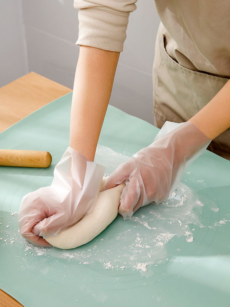 一次性手套乳膠食品級TPE廚房烘焙餐飲橡膠手套加厚耐用透明盒裝