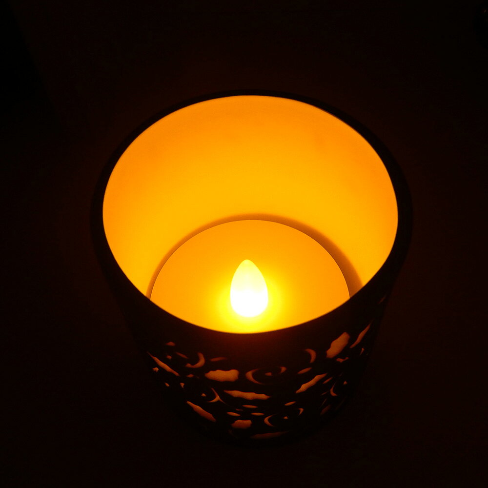 安森藝品x覓品竹北手作店-鏤空雕刻陶瓷矮杯+E-candle燭燈/小夜燈-繁花 4