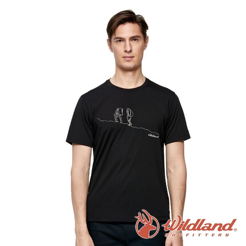 【wildland 荒野】男 彈性LOGO印花圓領短袖上衣『黑色』0A91612