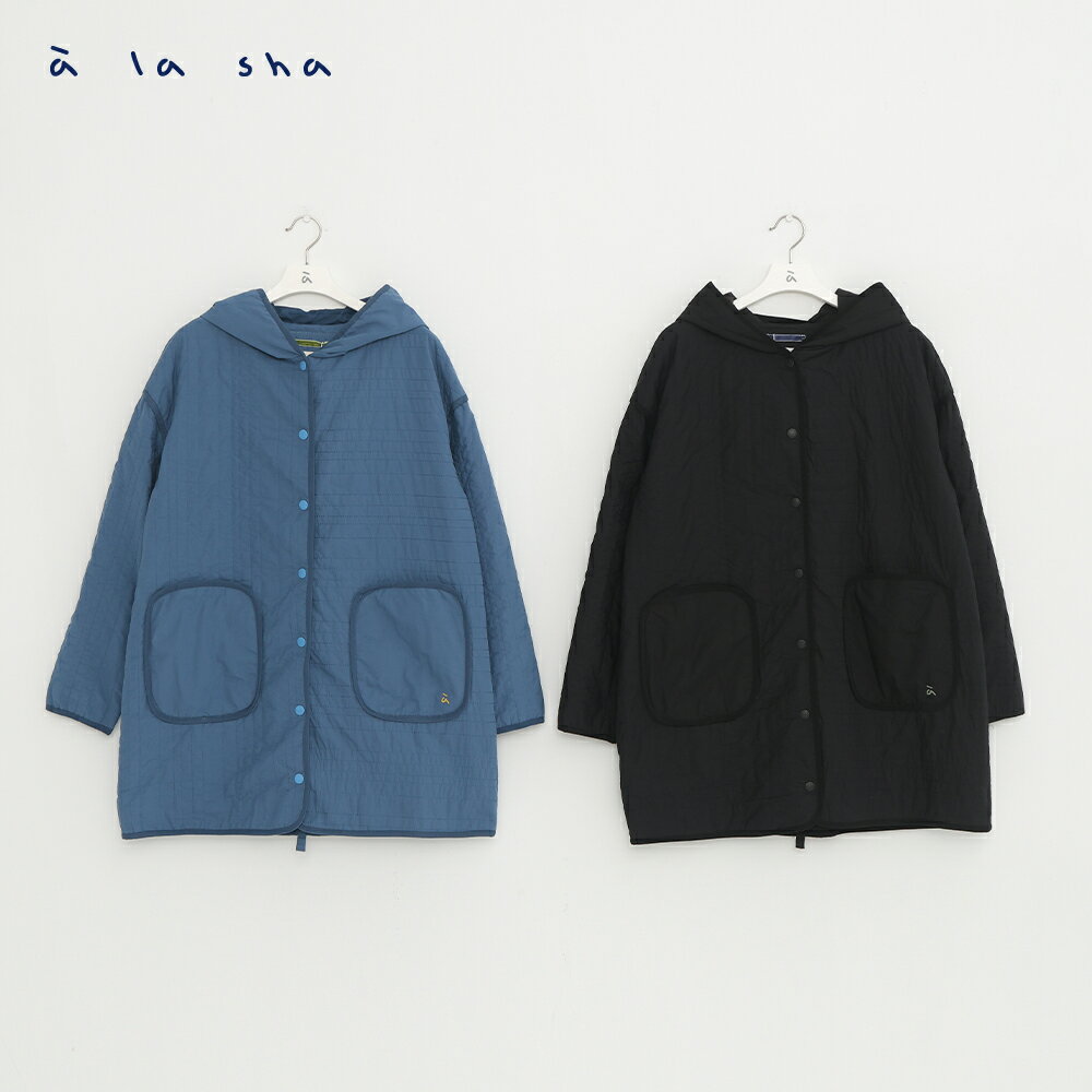 a la sha 連帽長版鋪棉外套 2