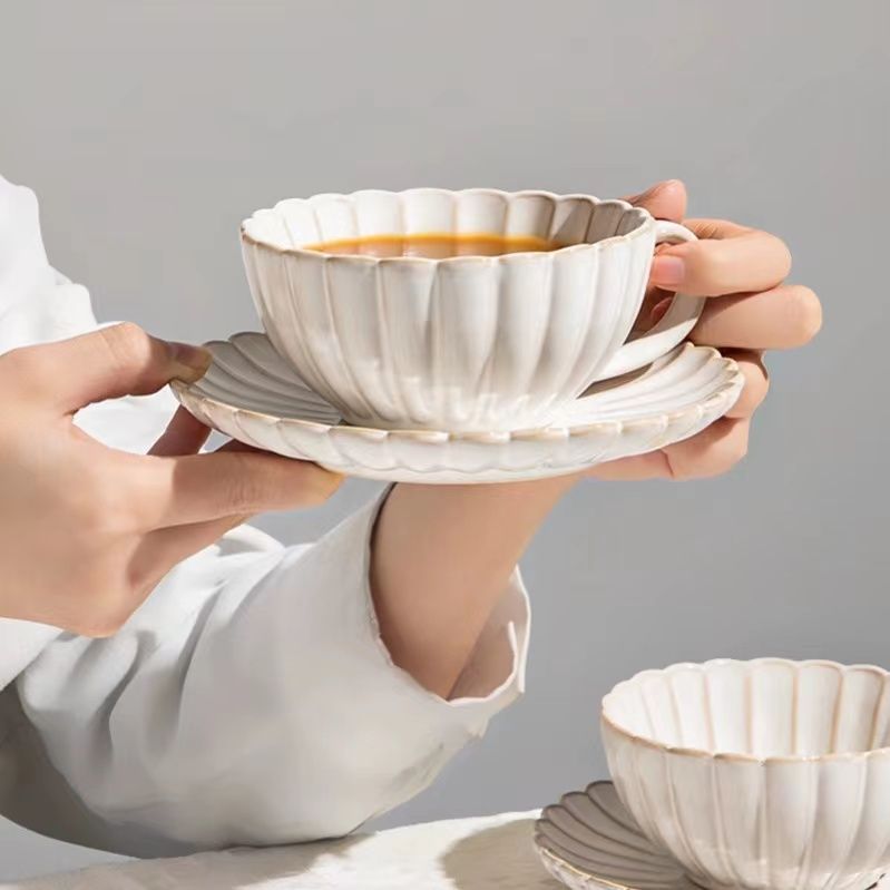 咖啡杯 免運 快速出貨 日式復古窯變咖啡杯碟陶瓷小眾高階感ins早餐杯茶杯套裝家用禮盒SS09公司貨