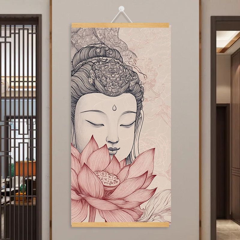 【台灣公司 可打統編】 佛與蓮花客廳書房高級實木掛畫可掛墻上裝飾畫輕奢送無痕釘免打孔 c7163