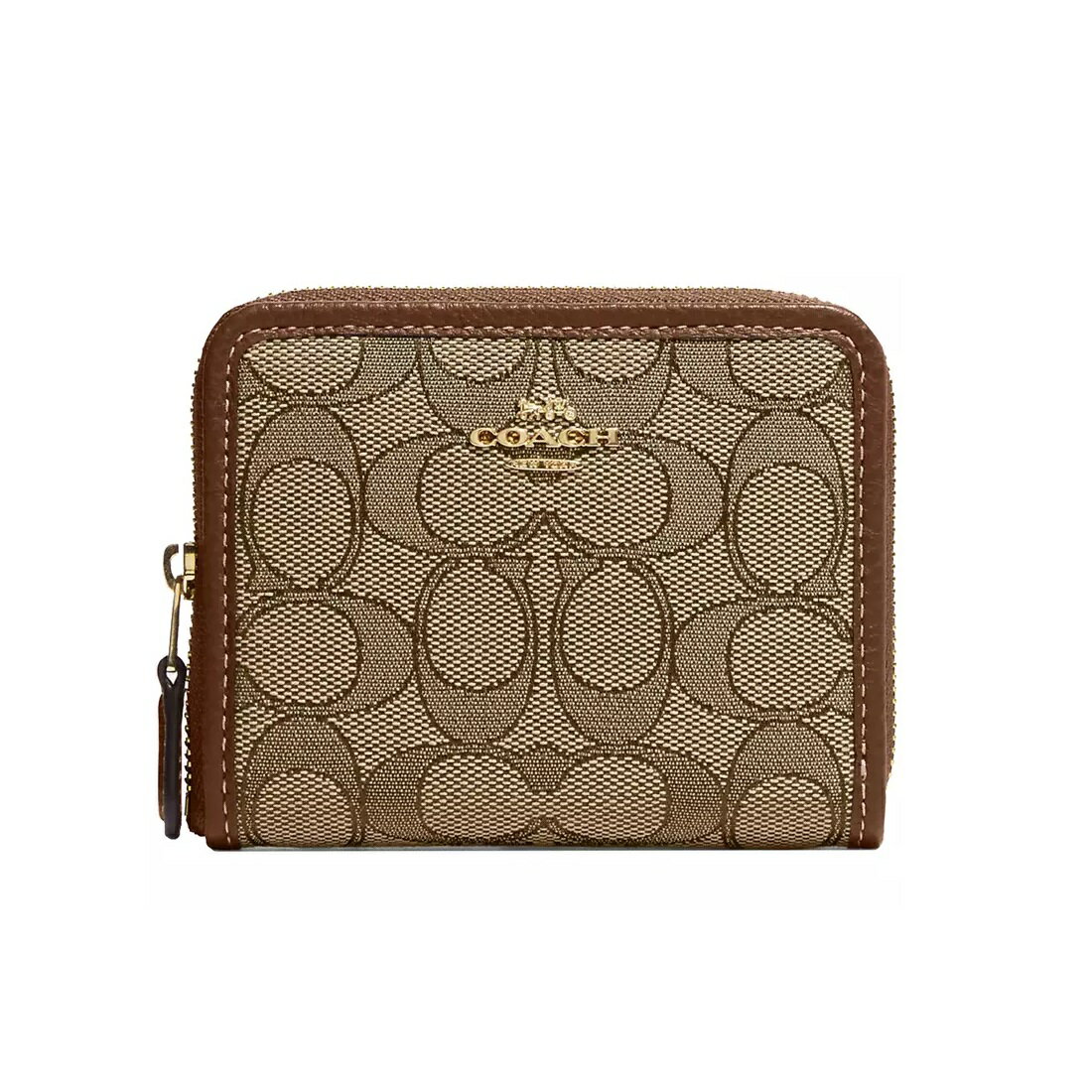 COACH 老花零錢包 Small Zip Around Wallet In Signature Jacquard