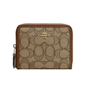 COACH 老花零錢包 Small Zip Around Wallet In Signature Jacquard