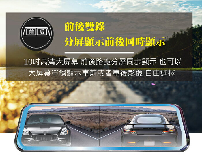 MOIN 摩影 A10XW PRO【多樣組合任選】前後鏡頭 後照鏡型 流媒體電子觸控式後照鏡行車紀錄器 GPS測速 6