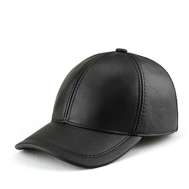 【巴黎精品】現貨+預購 棒球帽鴨舌帽真皮皮帽-休閒百搭保暖圓頂牛皮男女帽子2色v1at36