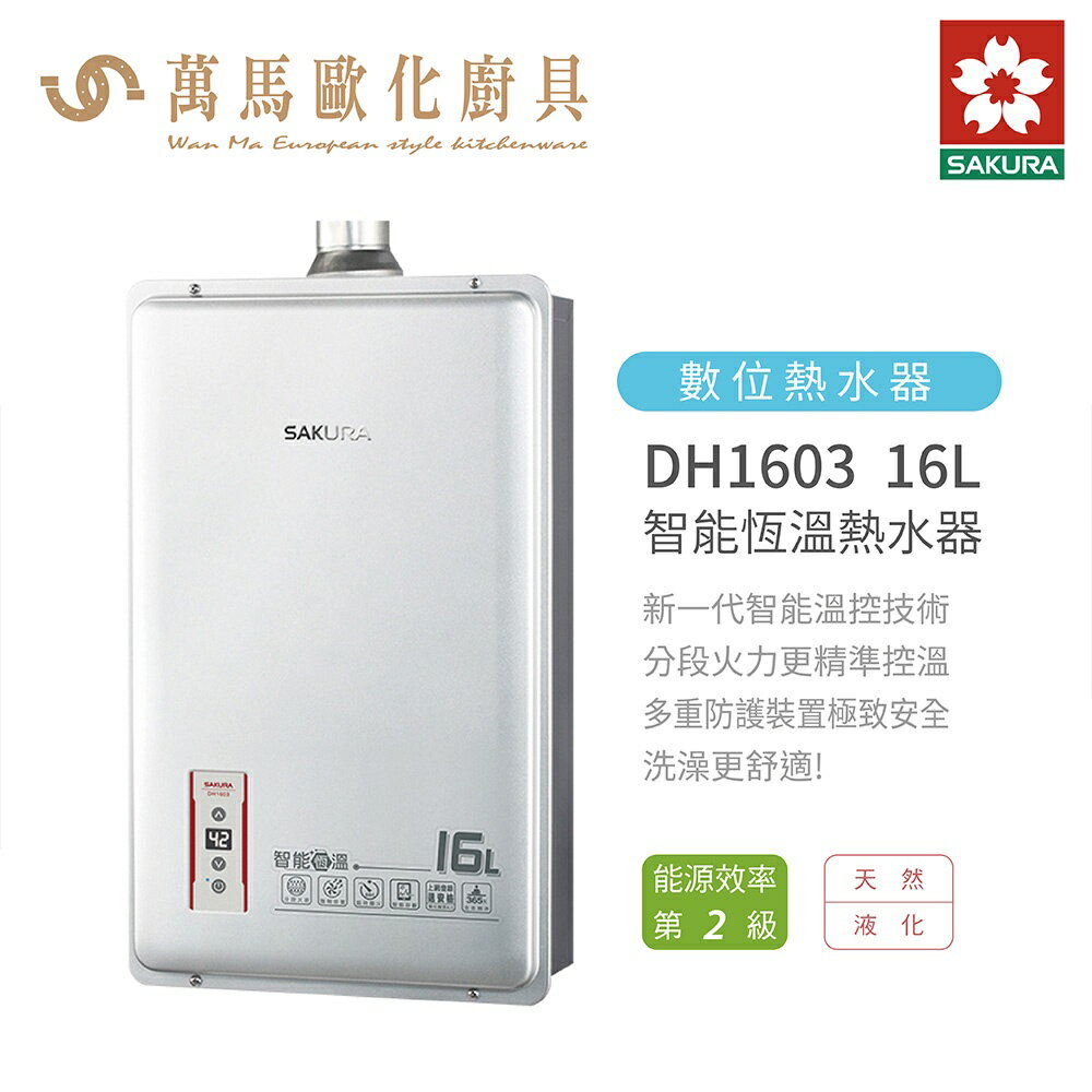 櫻花 SAKURA 熱水器 DH1603 16L 智能恆溫 熱水器 台灣製造 含基本安裝 免運