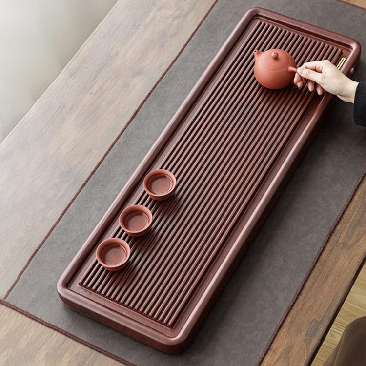 茶盤 復古風現代家用功夫日式黑檀紋電木實木茶盤茶海全自動套裝茶托盤