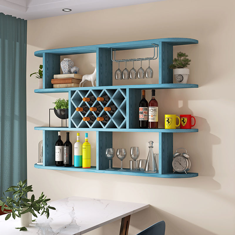 懸掛式置物紅酒架 【最低價 公司貨】簡約酒櫃酒架餐廳飯店墻上壁掛式酒格子可定制◆生活百貨挖寶節 5