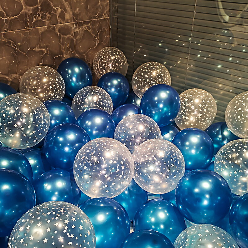 網紅生日氣球派對滿天星透明印花氣球結婚婚房婚禮裝飾場景布置