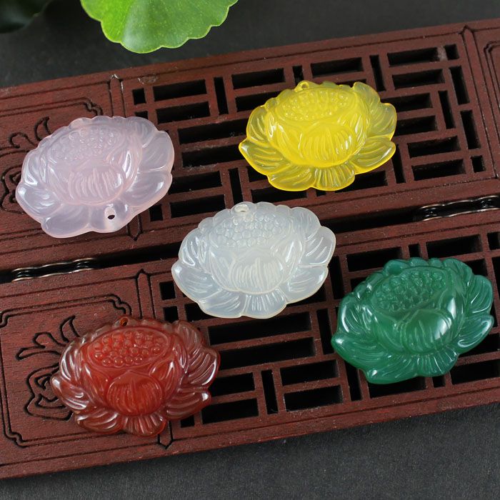 天然玉髓蓮花吊墜瑪瑙轉運花掛件DIY飾品配飾耳墜手鏈項鏈玉墜
