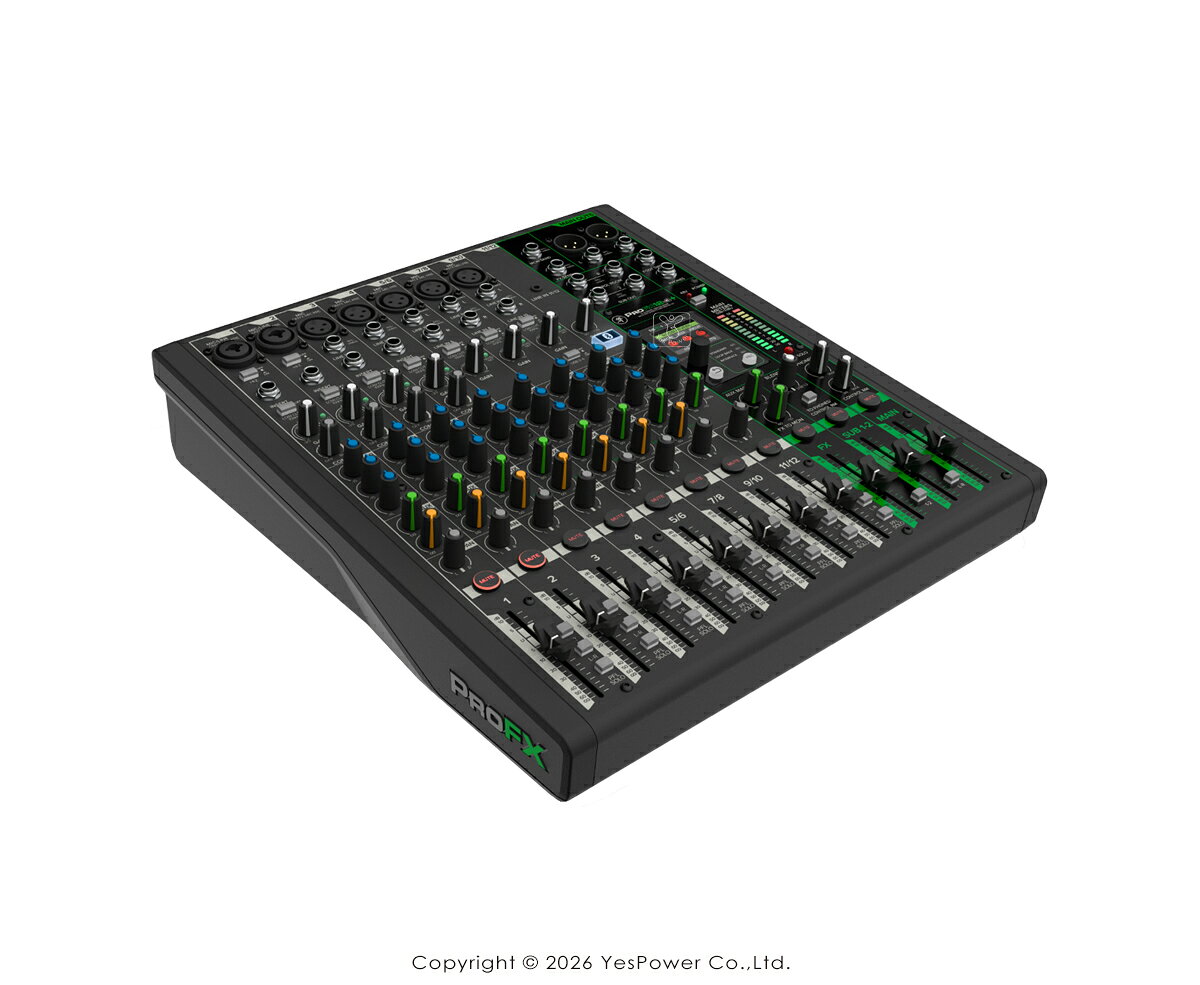 Mackie ProFX12v3+ 12聲道類比混音器 具備增強型效果器、USB錄音模式及藍芽®功能