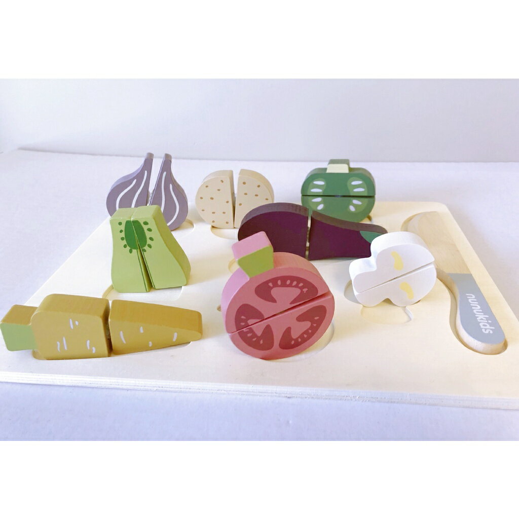 兒童木製水果切切樂nunukids平面蔬菜切切樂拼圖 扮家家酒玩具拼圖拼版 　益智木質　木製玩具拼圖切 6