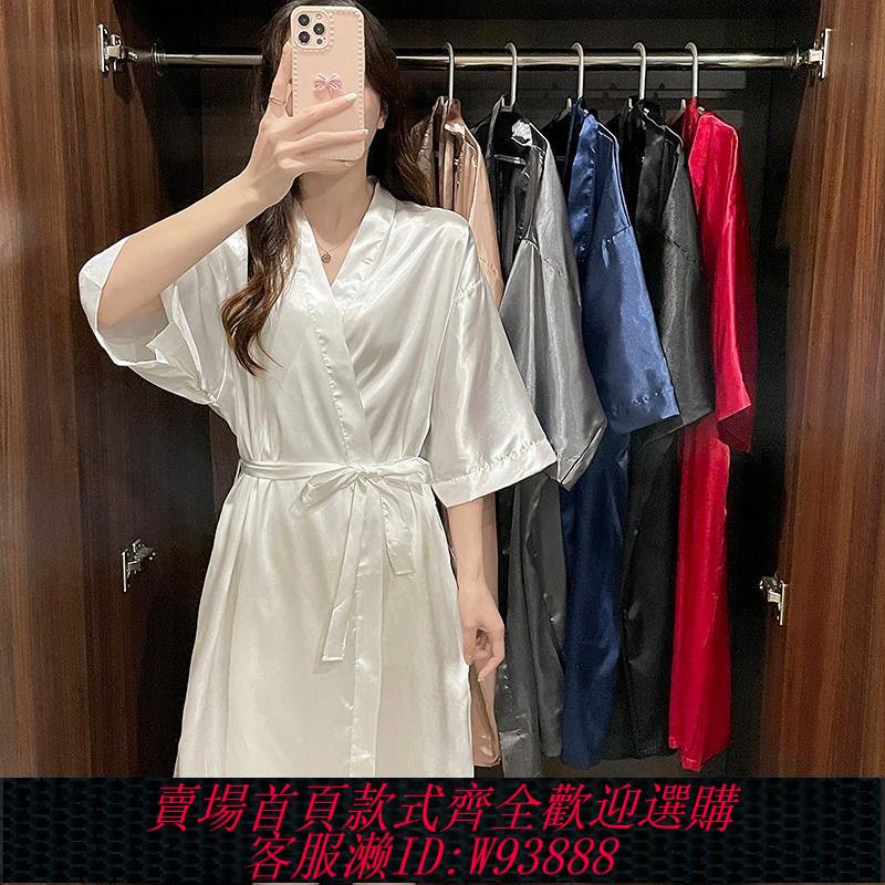 【最低價 公司貨】冰絲睡衣女士夏季韓版短袖胖m加肥加大碼200斤寬松氣質睡袍家居服