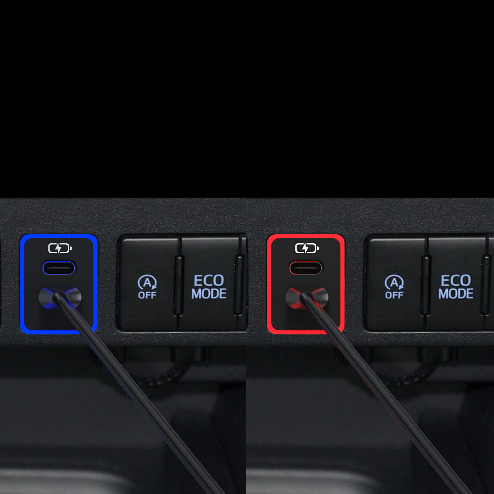 TOYOTA豐田變色燈車充 中型雙Type-C車充 免挖孔3.0快充「附翹棒」 1