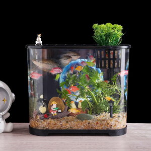 高清透明塑料魚缸家用客廳金魚缸小型仿玻璃造景生態辦公室烏龜缸