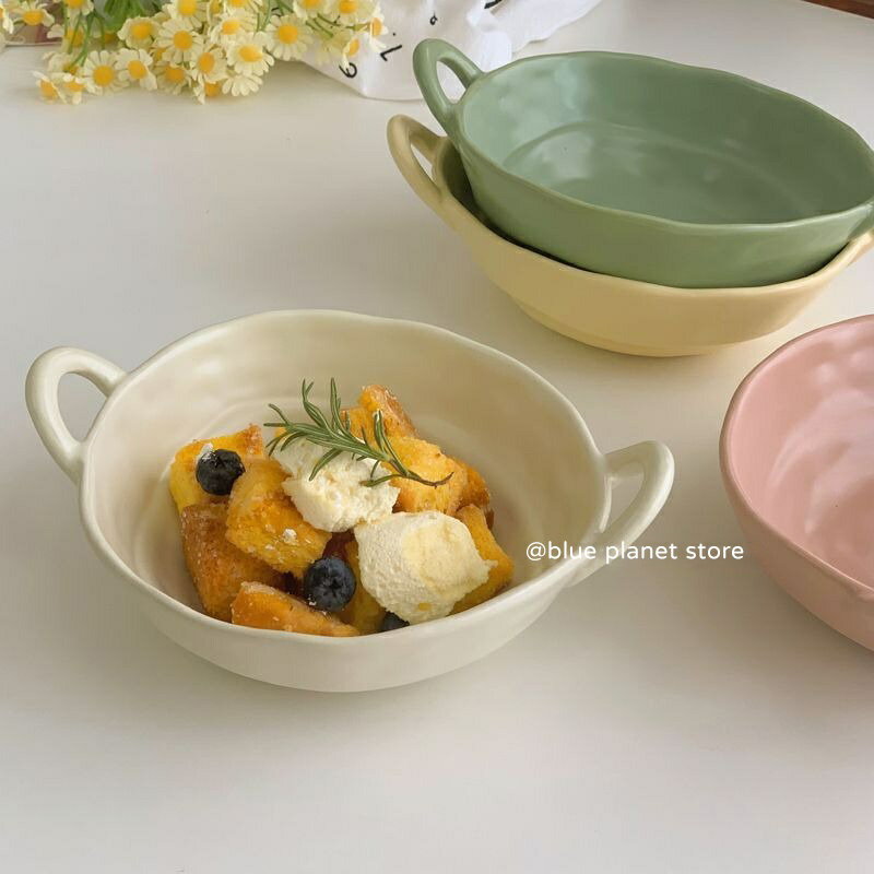 Blue Planet 韓國ins風 不規則陶瓷碗 易清洗大碗 水果沙拉碗 家用餐具 甜點碗 泡麵碗 飯碗 碗盤組
