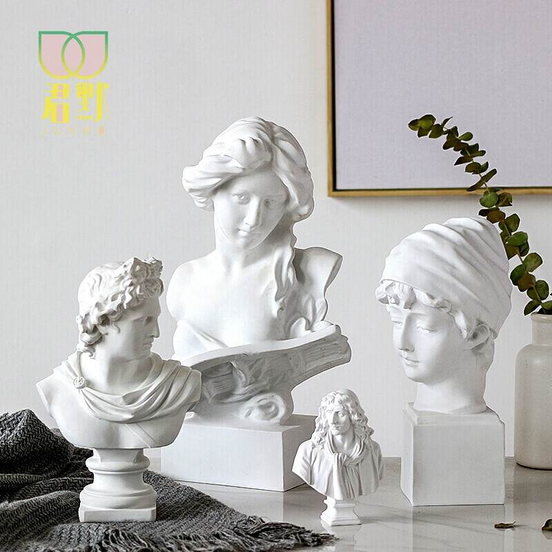 新品新款北歐現代石膏像素描人物像雕塑擺件設辦公室樣板間裝飾品