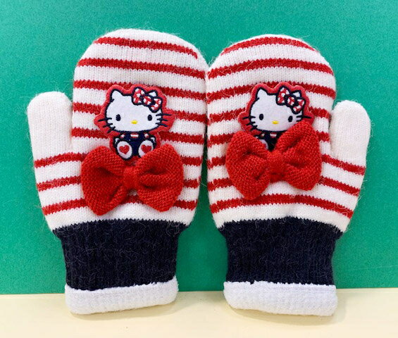 【震撼精品百貨】Hello Kitty 凱蒂貓 三麗鷗 KITTY 兒童針織手套-紅條*79845 震撼日式精品百貨