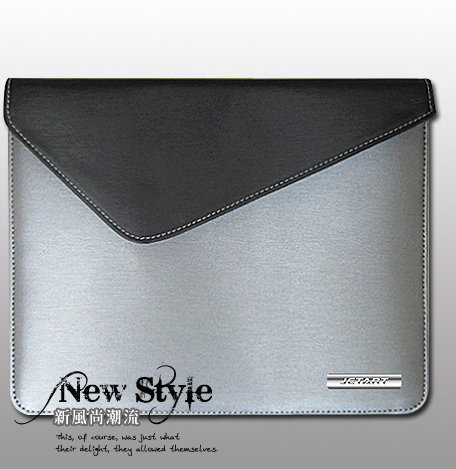<br/><br/>  【新風尚潮流】JetArt捷藝 iPad iPad2 10吋以下平板電腦專用保護袋 皮革質感 銀黑色 IP8010<br/><br/>
