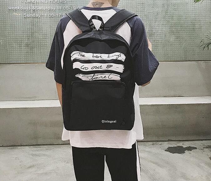 FINDSENSE品牌 日系 時尚潮流 男 字母印花塗漆 學生包 旅行背包 多用途背包 書包 後背包 肩背包