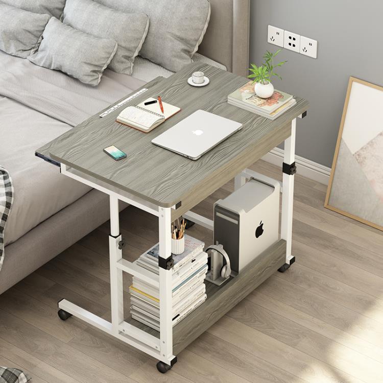 電腦桌臺式現代家用升降桌單人書桌簡約 臥室床邊桌小型移動桌子【摩可美家】