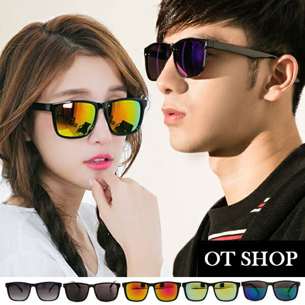 OT SHOP太陽眼鏡‧抗UV400台灣製中性情侶款復古方細框水銀鏡感墨鏡 現貨 M07