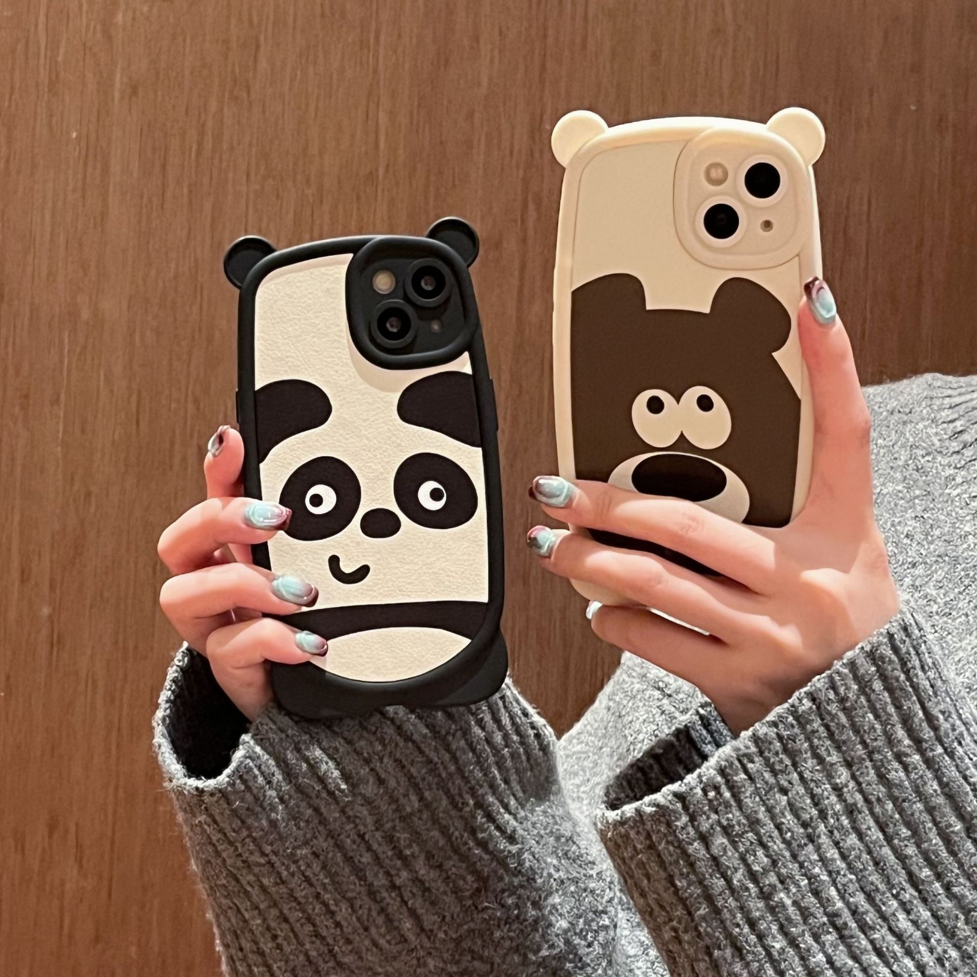 卡通趣味熊貓適用蘋果14pro max手機殼iPhone15新款13/12立體小熊416