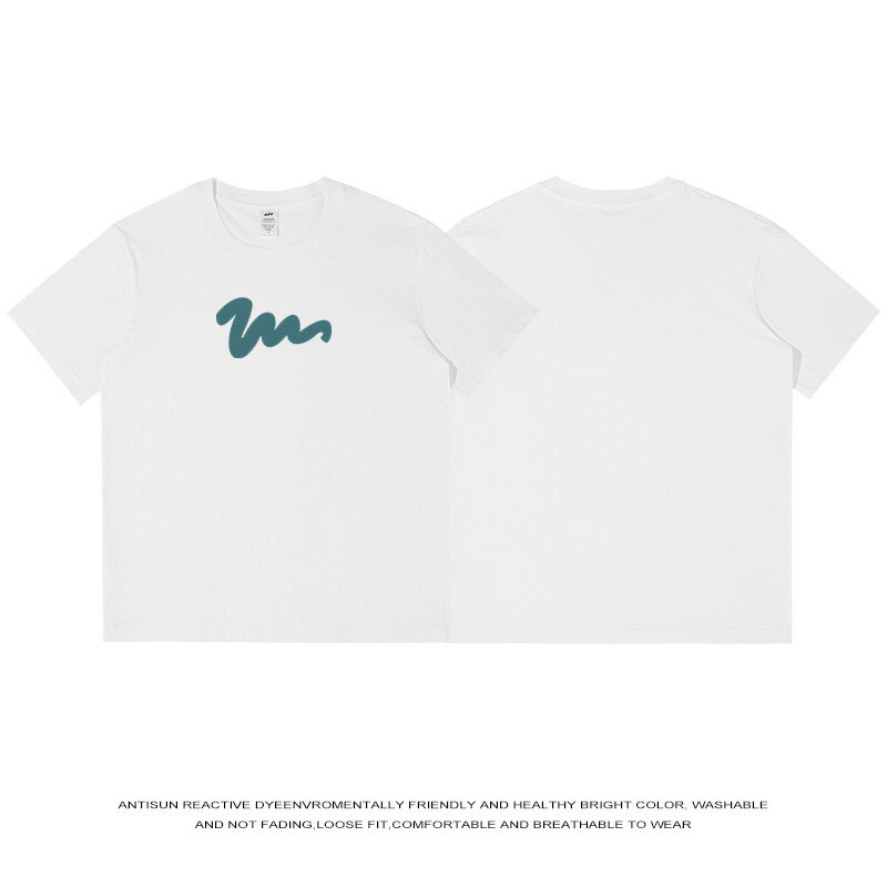 【喜挖】夏季新款純棉塗鴉印花短袖男寬鬆圓領青少年上衣t恤休閒白色衣服 0