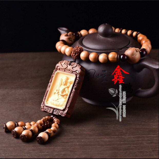 桃木汽車掛件保平安符生肖屬牛虎者本命佛虛空藏菩薩汽車掛飾 1