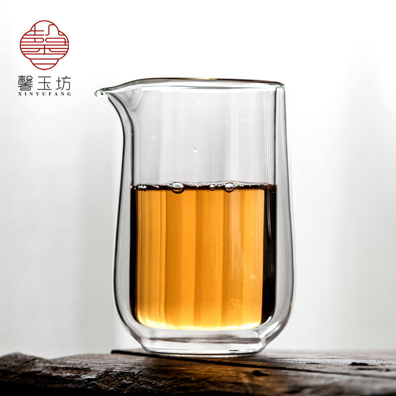 雙層加厚耐熱玻璃公道杯簡約隔熱分茶器日式大號不燙手茶海