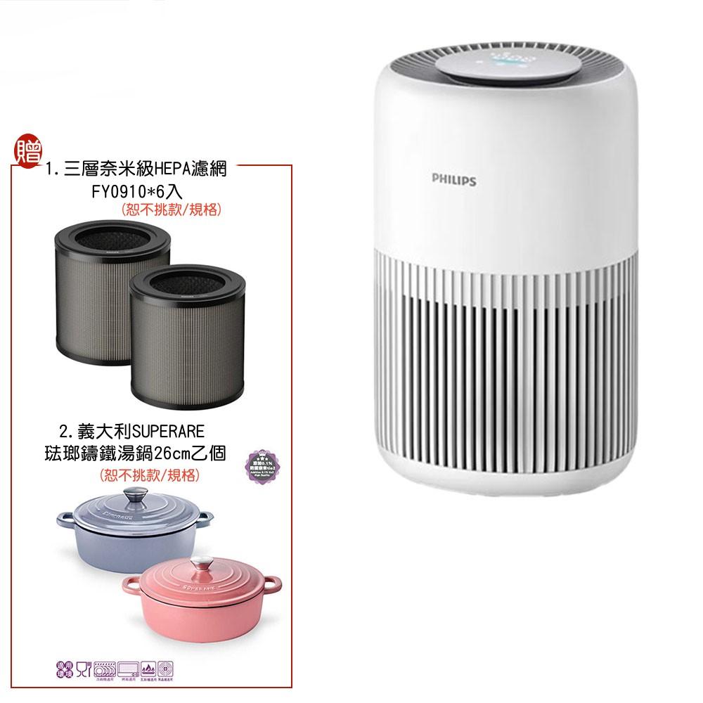【買濾網送主機+琺瑯鑄鐵湯鍋】PHILIPS 飛利浦 奈米級勁護濾網 6入 贈奈米級空氣清淨機+