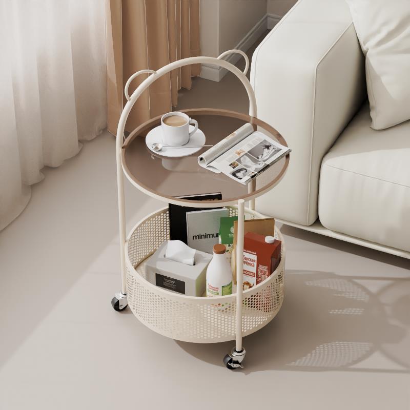 法式奶油風沙發可移動小推車邊幾創意床邊置物架收納客廳側邊櫃