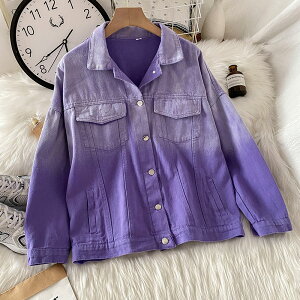 紫色復古港風牛仔外套女新款秋冬設計感小眾棒球服襯衫夾克