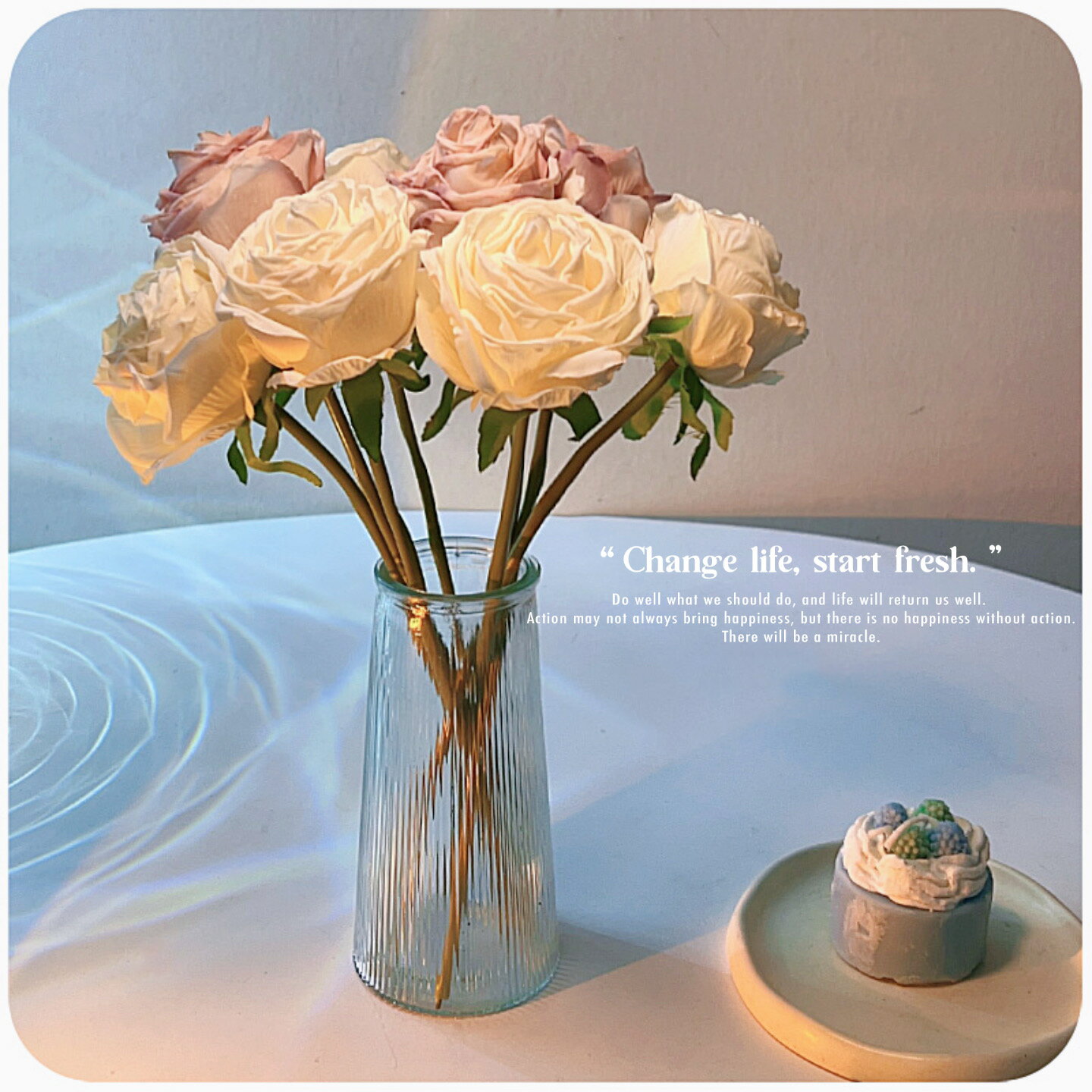 玫瑰花假花仿真花擺設餐桌桌面客廳臥室裝飾擺件飾品永生干花花束