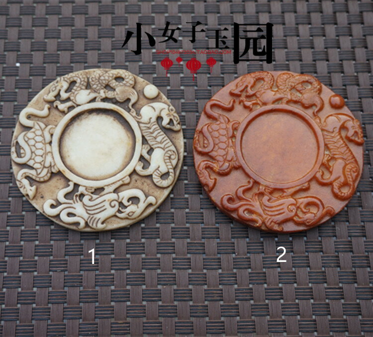 古風雪花玉岫玉仿古四大神獸玉硯臺古玩玉器雜項收藏筆添陳設擺件
