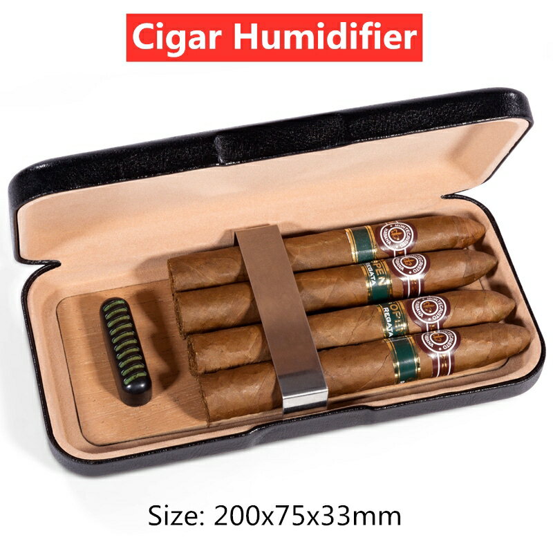 三四個雪茄盒襯有雪茄木便攜式加濕器雪茄盒