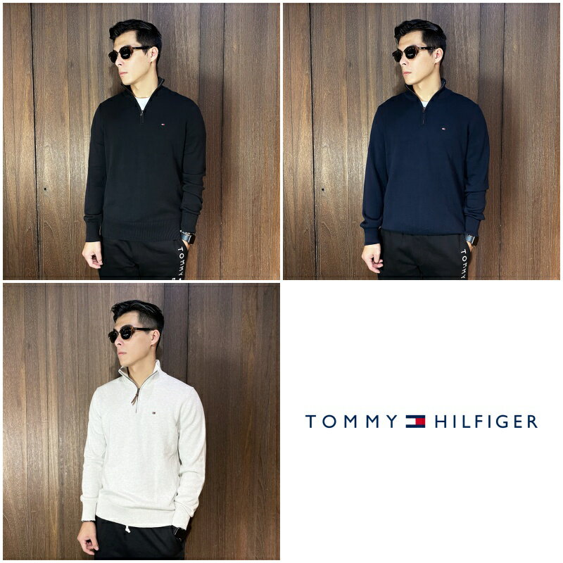美國百分百【全新真品】Tommy Hilfiger 針織毛衣 高領 男款 TH 半拉式上衣 logo 三色 CQ18