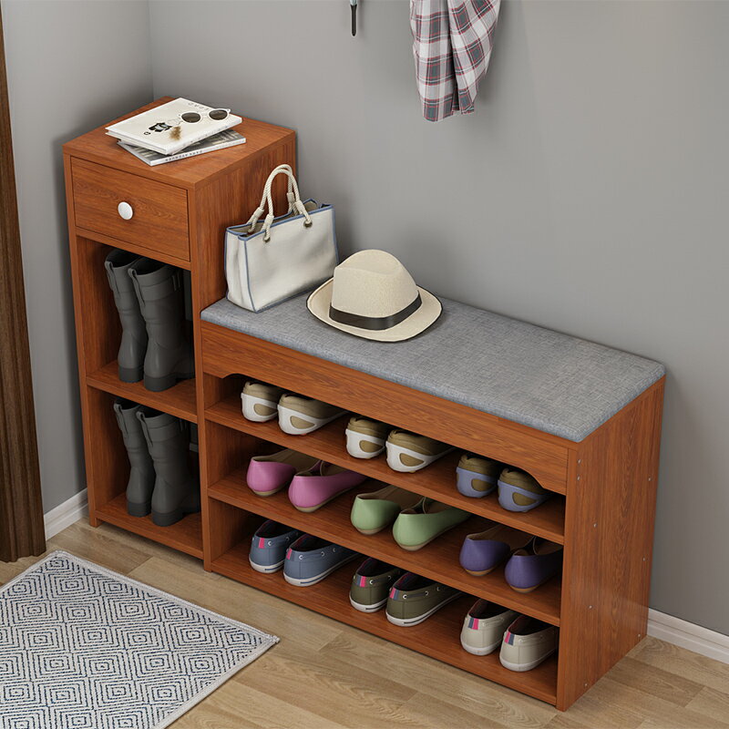 簡易 鞋櫃 門口 可坐簡約 家用 室內 好看 多層 防塵鞋架 置物架 一體 換鞋凳