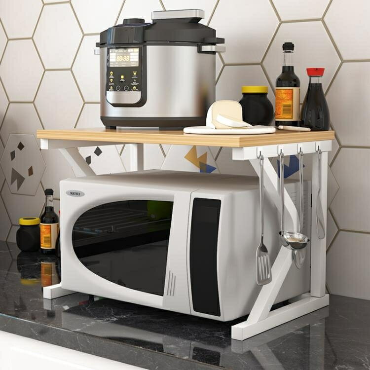 微波爐架簡約雙層置物架子2層收納架烤箱儲物簡易落地架廚房用品 果果輕時尚