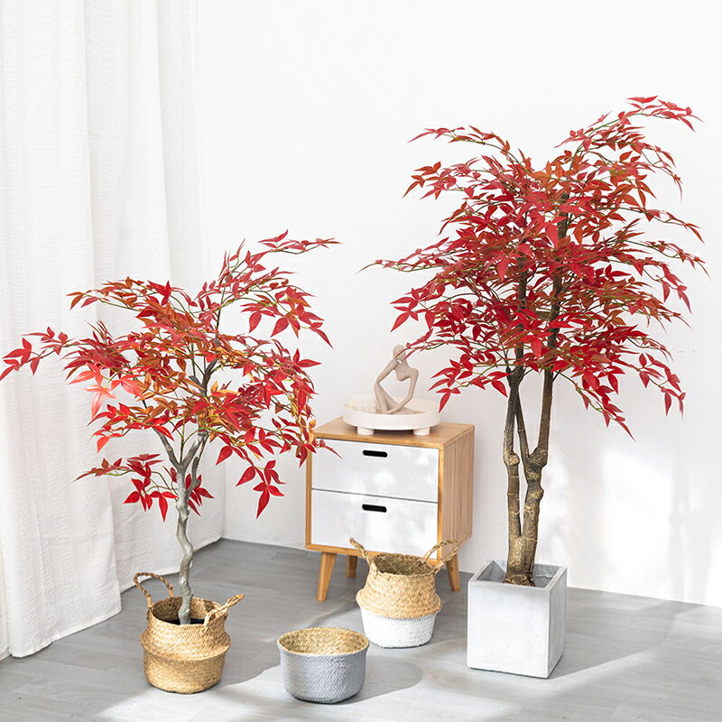仿真綠植假紅楓樹盆栽植物造景楓葉裝飾花客廳室內擺件大型假花卉