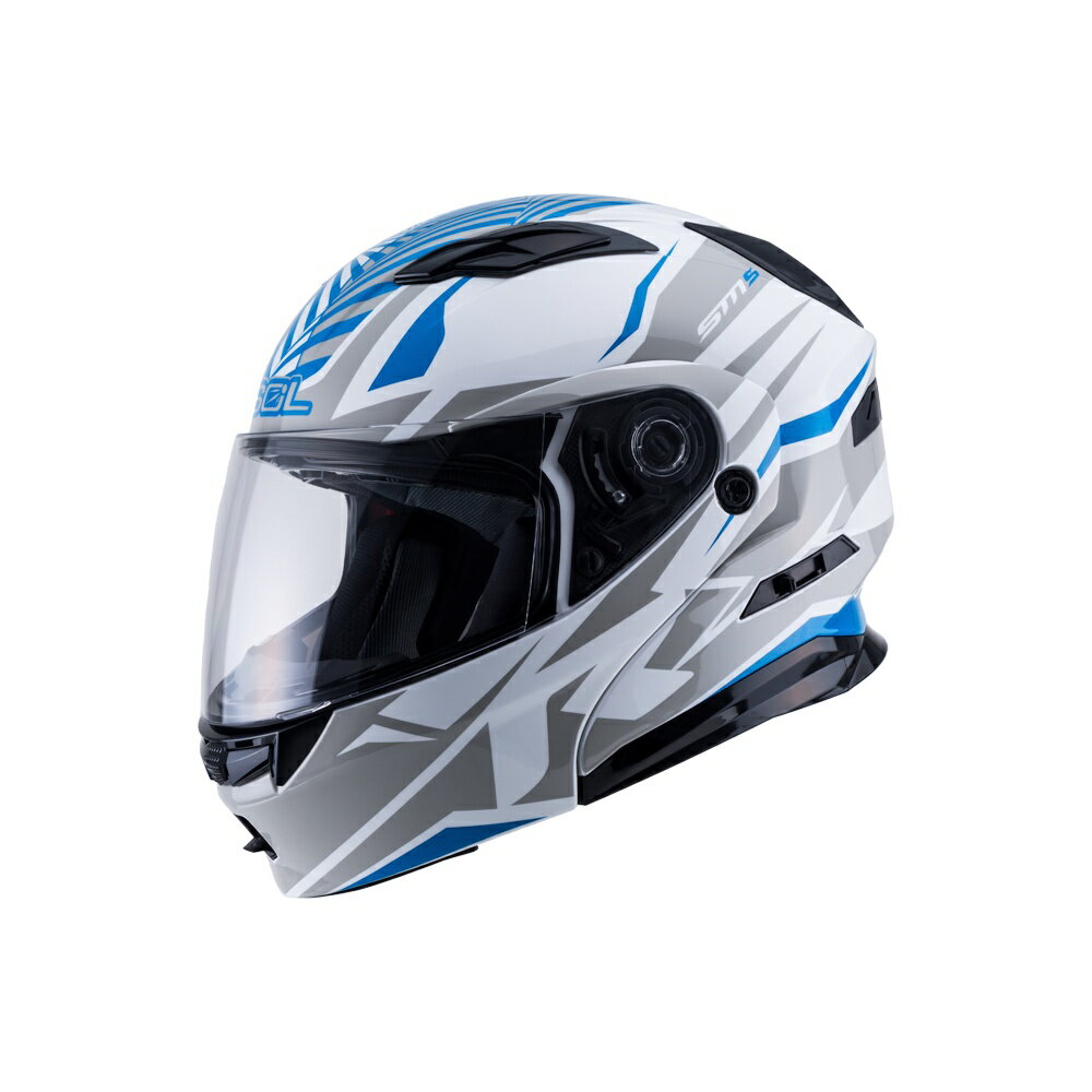 【SOL Helmets】SM-5可掀式安全帽 (迷幻_白/灰藍) ｜ SOL安全帽官方商城