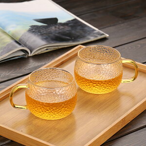 康韻加厚錘紋玻璃茶杯小茶杯功夫茶具套裝家用帶把透明玻璃杯子