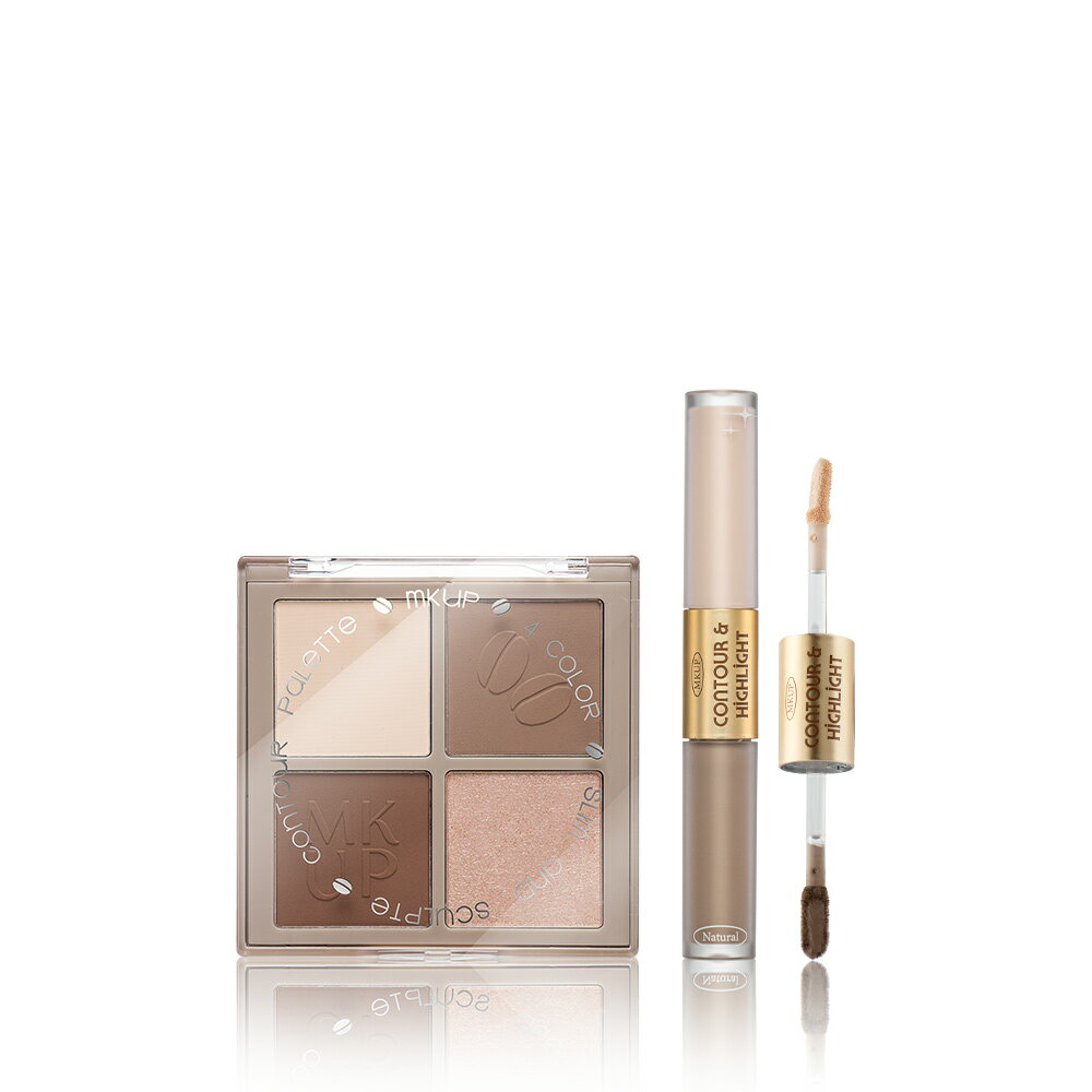 MKUP 美咖【新品上市】天生骨感四色修容盤+精修輪廓高光修容液